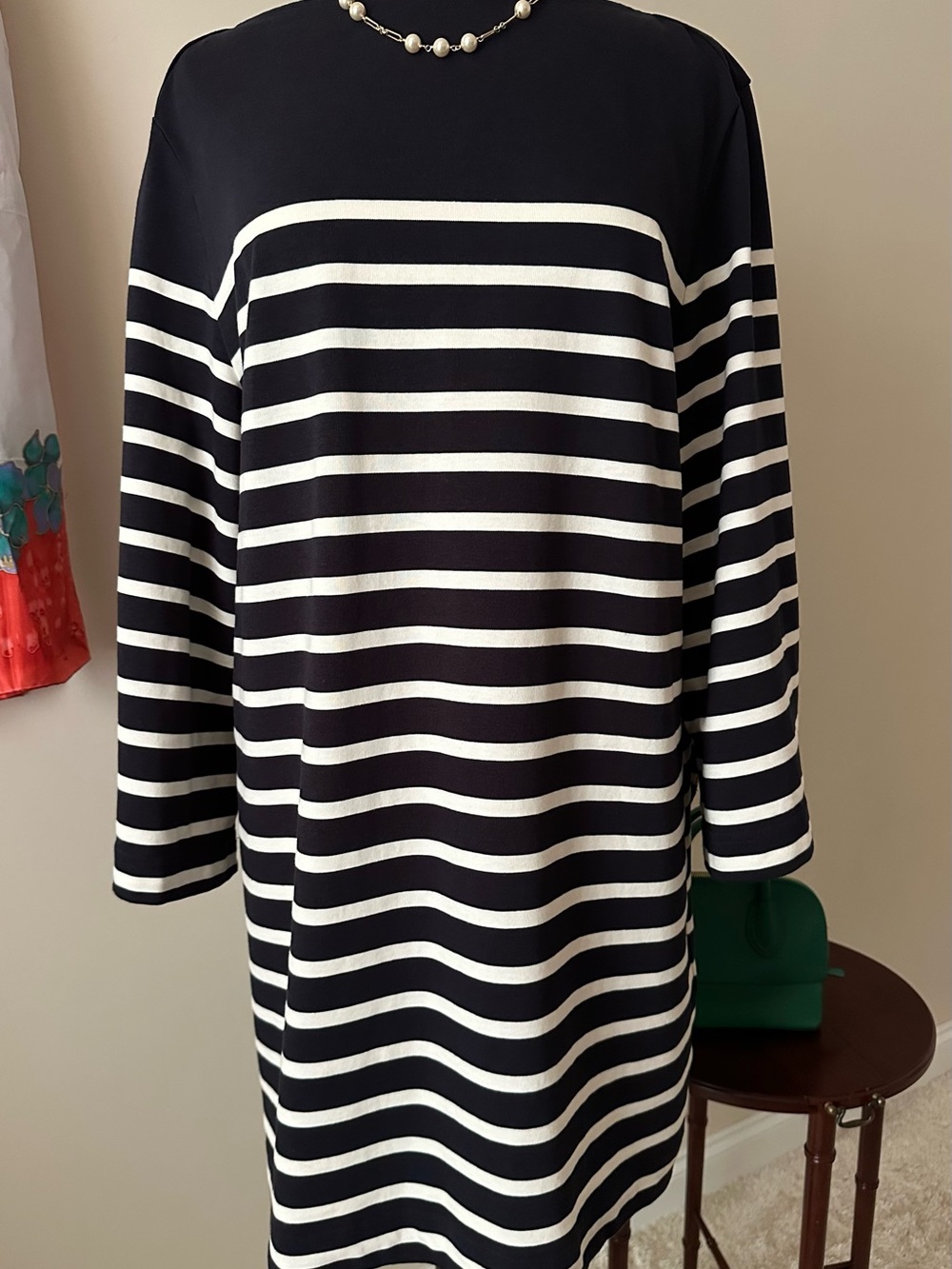 COS Navy and White Striped Long-Sleeve Tunic Dress